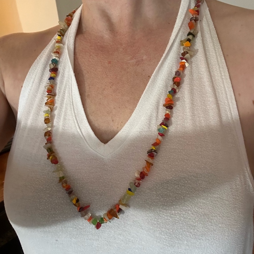 Multicolored Rock Necklace Handcrafted